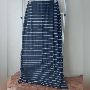 Old Navy Dark Blue and White Striped Maxi Skirt